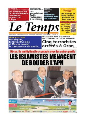 Le Temps d'Algérie Edition du Lundi 14 Mai 2012