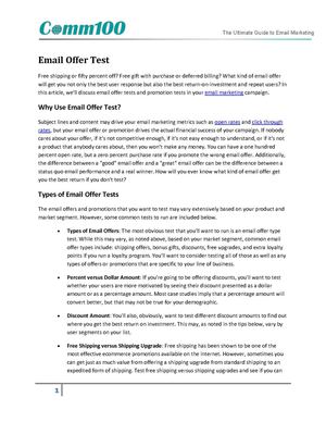 Email Offer Test