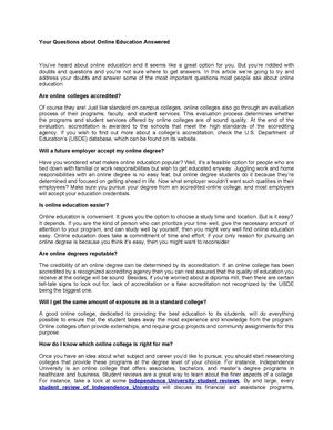 Your Questions about Online Education Answered