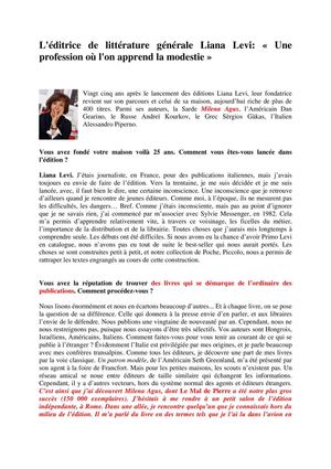 Entretien avec Liana Levi, l'éditrice de Milena Agus