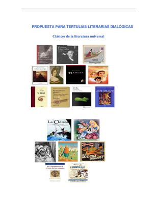 PROPUESTA DE CLÁSICOS PARA TERTULIAS LITERARIAS DIALÓGICAS  Clásicos de la literatura universal