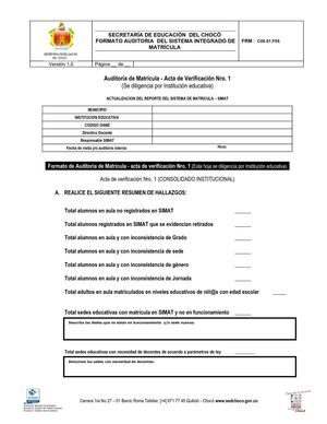 Formato de Auditoria SEDCHOCO