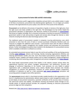 E-procurement for better B2B and B2C relationships