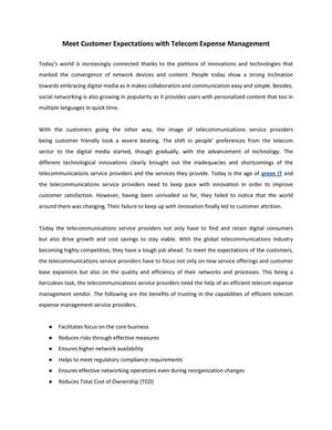 Meet Customer Expectations with Telecom Expense Management