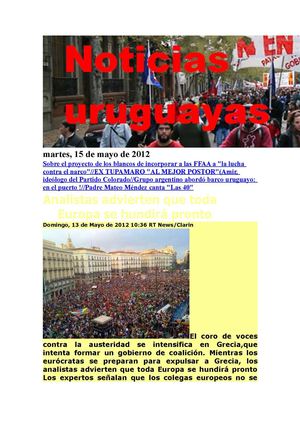 Noticias Uruguayas martes 15 de mayo de 2012