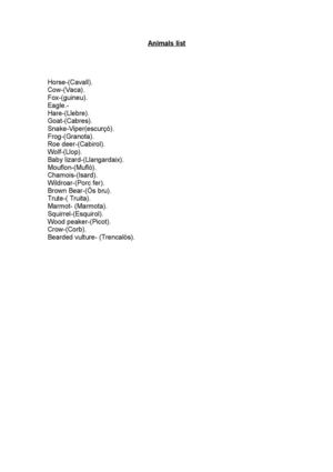 Animals from Andorra list