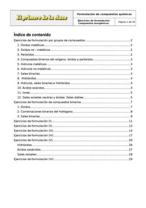 Nombra y formula compuestos inorgánicos.