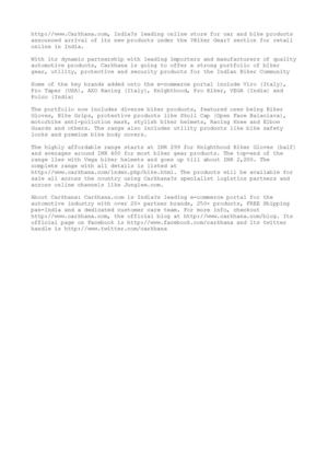 Carkhana Unveils New Biker Gear Range for Retail Online in India