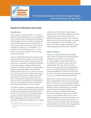 Respite for Individuals with Autism