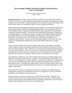 The Greening of Higher Education Facilities and Operations