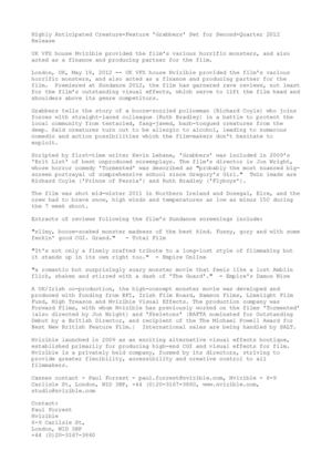 Highly Anticipated Creature-Feature 'Grabbers' Set for Second-Quarter 2012 Release