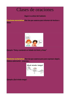 Clases de oraciones de Celia
