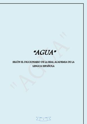 LA PALABRA AGUA EN EL D.R.A.E.