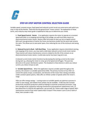 Galco Tech Tips - Motor Control Selection Guide