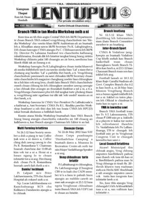 Venghnuai Branch YMA Chanchinbu : LENTUPUI 20 May