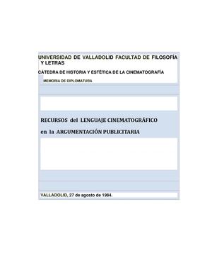 RECURSOS del LENGUAJE CINEMATOGRÁFICO en la ARGUMENTACIÓN PUBLICITARIA