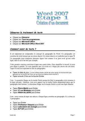 Word 2007 - étape 1