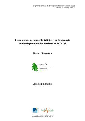 Diagnostic de l'étude prospective de développement économique de la CCQB