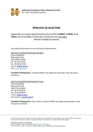 Inscription au concours départemental IFSI de Brive Ussel et Tulle