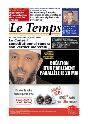Le Temps d'Algérie Edition du Mardi 22 Mai 2012