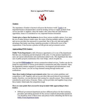 How to Approach PWD Tenders