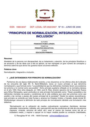 Principio de normalización, integración  e inclusión