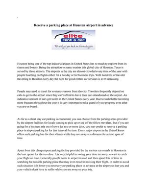 Reserve a parking place at Houston Airport in advance