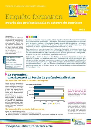 Synthèse de l'enquète régionale 2012 du CRT sur la formation des acteurs du tourisme en Poitou-Charentes