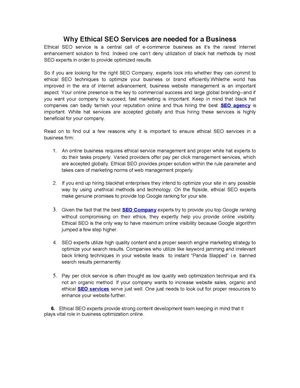 Why Ethical SEO Services are needed for a Business