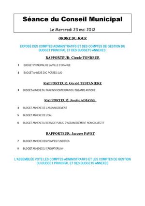 Ordre du jour 23/05/2012