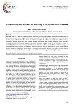 Food Security and Biofuels:  A Case Study of Jatropha Curcas in Bolivia  