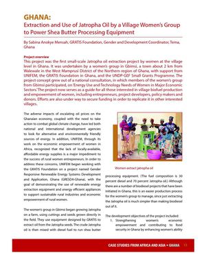 Extraction and Use of Jatropha Oil by a Village Women’s Group to Power Shea Butter Processing Equipment  