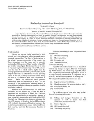 Biodiesel Production from Karanja Oil  