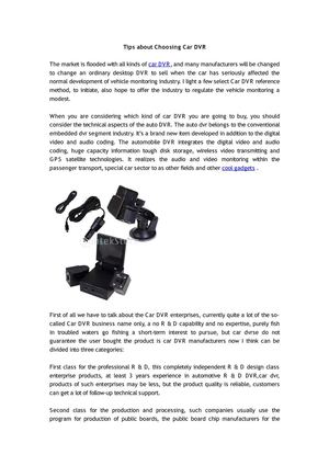 Tips about Choosing Car DVR