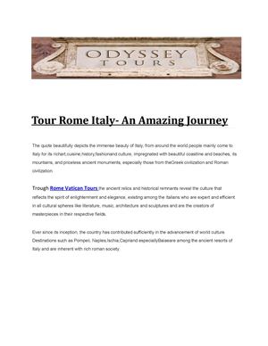 Tour Rome Italy- An Amazing Journey