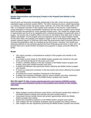 Market Opportunities and Emerging Trends in the Prepaid Card Market in the Middle East