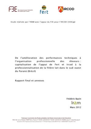 BRS_Rapport de capitalisation  Filière lait Sud Ouest Parana_2012
