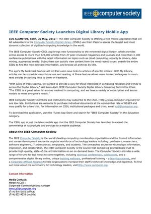 IEEE Computer Society Launches Digital Library Mobile App
