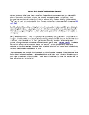 Sim only deals are great for children and teenagers