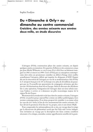 Du « Dimanche à Orly » au dimanche au centre commercial. Croisière, des années soixante aux années deux-mille, en étude discursive (Sophie Fesdjian)