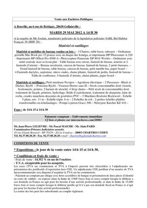 MATERIEL ET OUTILLAGES 29-05-2012