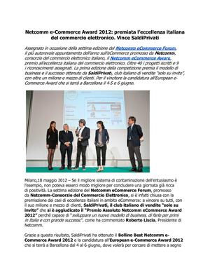 Netcomm eCommerce Award: SaldiPrivati vincitore al Netcomm E-Commerce Forum 2012