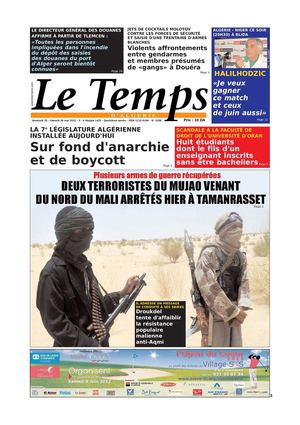 Le Temps d'Algérie Edition du Samedi 26 Mai 2012