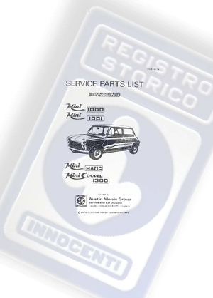 Catalogo Ricambi Mini 1000 / 1001 / Matic / Cooper 1300
