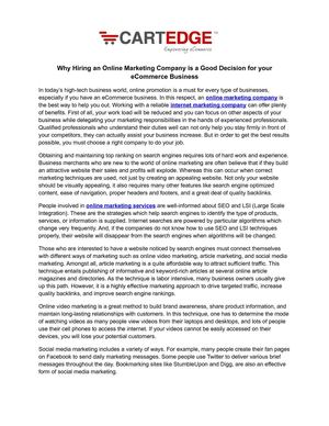Why Hiring an Online Marketing Company is a Good Decision for your eCommerce Business
