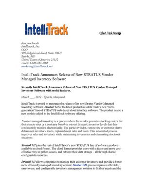 IntelliTrack Stratus Inventory software