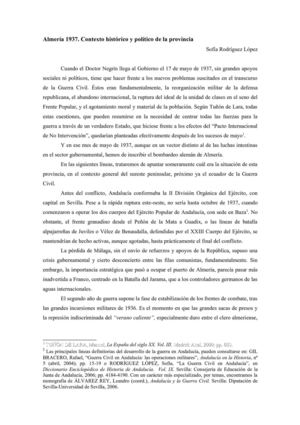 Almería 1937. Contexto histórico y político de la provincia.