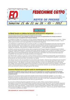 FEDECHIMIE CGTFO . Semaine 21 2012
