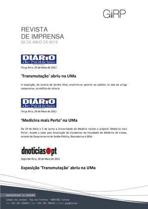Revista de Imprensa de 29 de maio de 2012