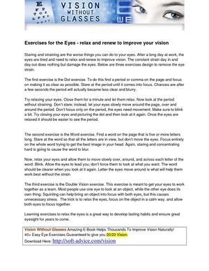 Exercises for the Eyes - relax and renew to improve your vision